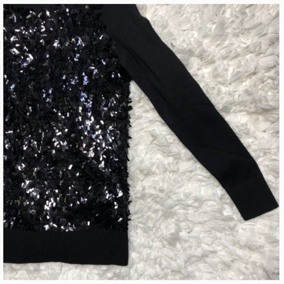 kate spade madison avenue Black Baguette Sequin sweater top size xs nwot - Picture 2 of 10